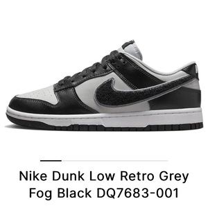 NWT Nike Dunk Low Retro Grey Fog Black DQ7683-001 Mens Size 10.5